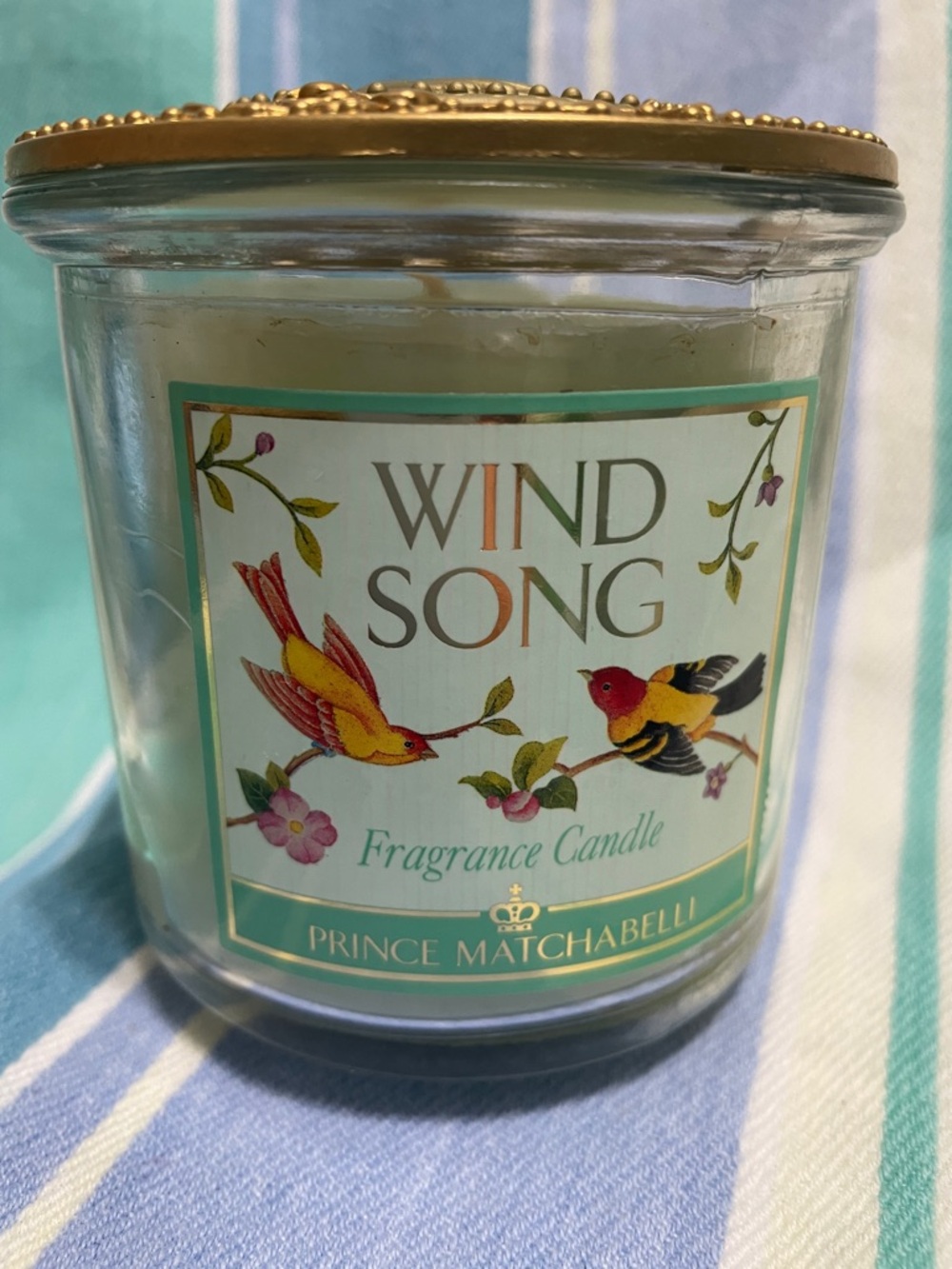 Wind Song Fragrance Candle by Prince Matchabelli - Mint & Gold Label